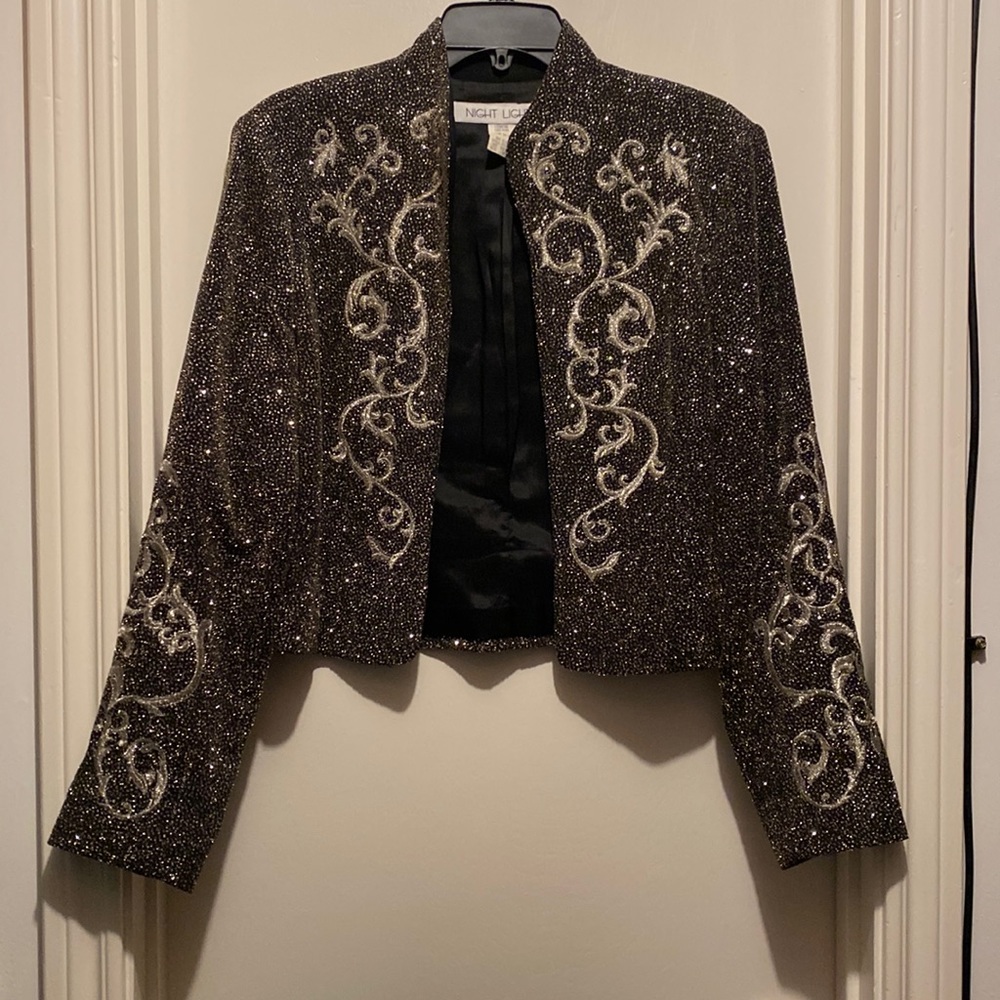 Bolero Jacket with silver embroidery and sequins.